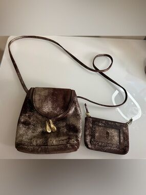 Hobo Fern Crossbody Bag with Matching Card Wallet in Cocoa Platinum